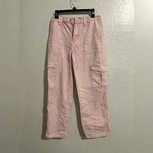 SIMPLE SOCIETY Pink Cargo Jeans Elastic Waist Pockets Juniors Size 9/29